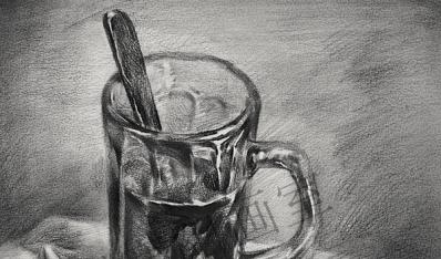 哈密瓜水杯素描靜物老師作品